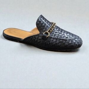 Magnanni Women's Carmen II Black Woven Leather Chain Bit Mule Loafers! 8.5